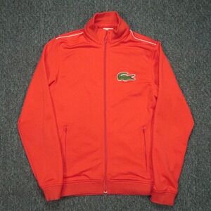 Lacoste Jacket Mens Small Red Full Zip Pockets Performance Tennis Sport